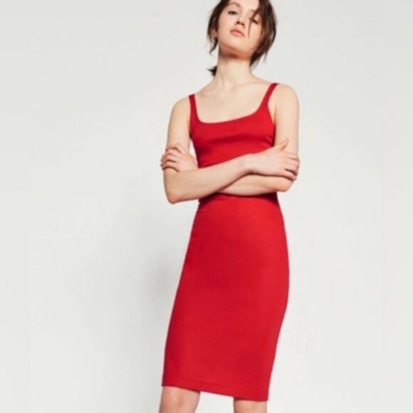 Zara Trafaluc Marilyn Red bodycon  midi midi Size M - Picture 7 of 7